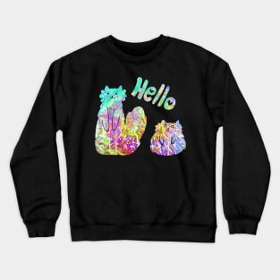 "Hello" Kitties Pastel Grunge Crewneck Sweatshirt